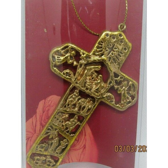 Gold Tone The Christmas Cross  Ornament  - Picture 1 of 8